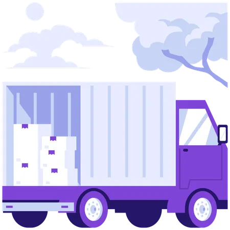 Delivery truck with parcel  Illustration