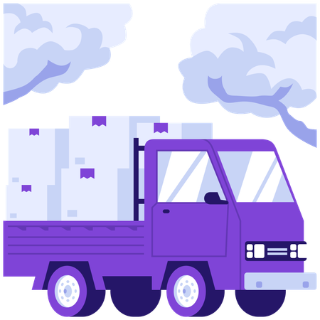 Delivery truck with parcel  Illustration