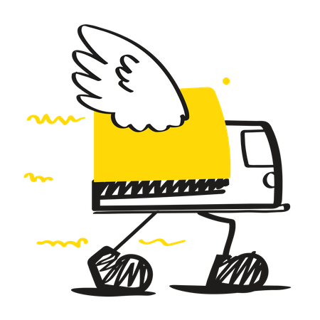 Delivery truck with wings Illustration