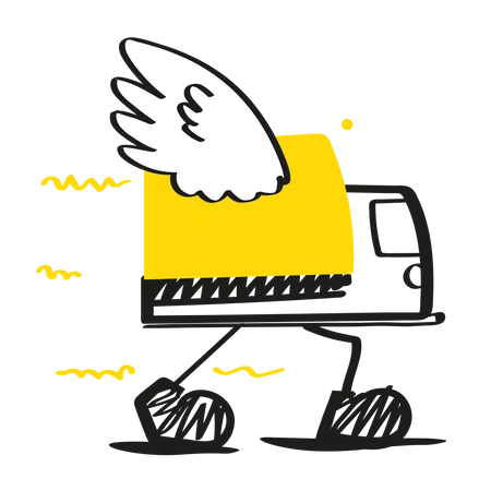 Delivery truck with wings Illustration