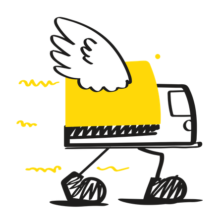 Delivery truck with wings  Illustration