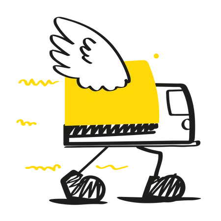 Delivery truck with wings  Illustration