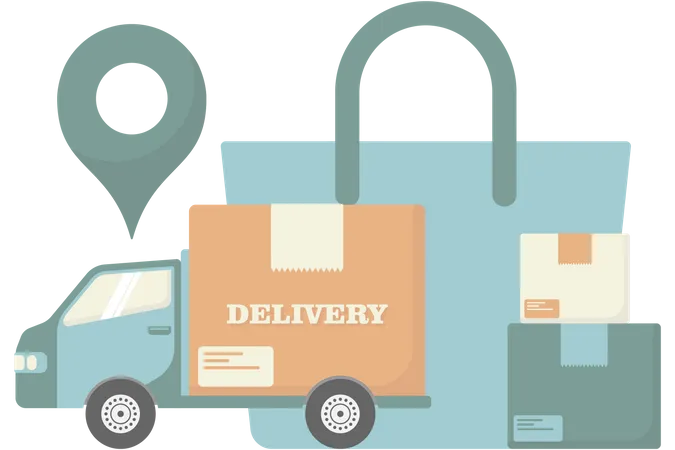 Delivery trucks and shopping bags  Illustration