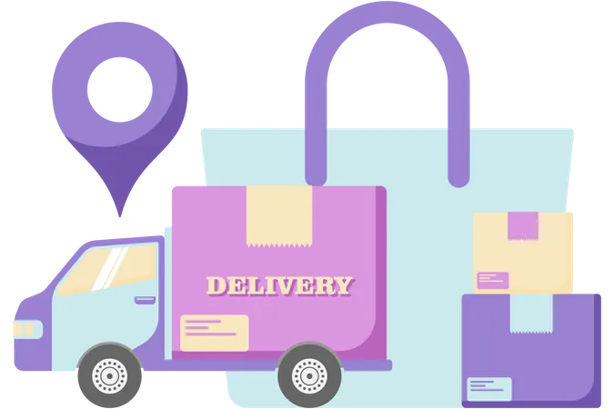 Delivery trucks and shopping bags  Illustration