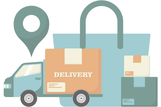 Delivery trucks and shopping bags  Illustration