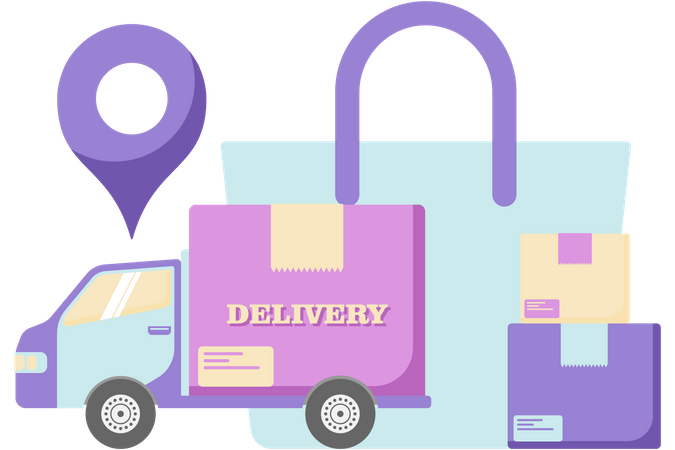 Delivery trucks and shopping bags  Illustration