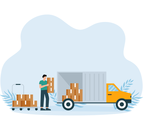 Delivery van loaded with delivery stock  Illustration