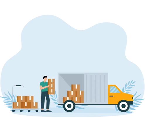 Delivery van loaded with delivery stock  Illustration