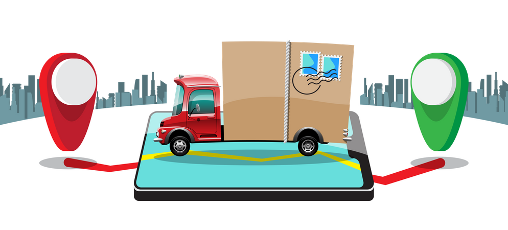Delivery Van tracking Illustration