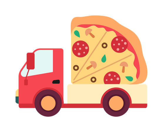 Delivery vehicle with pizza  Illustration