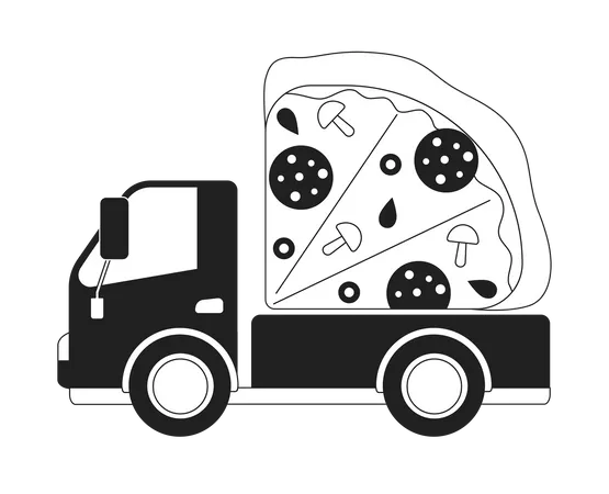 Delivery vehicle with pizza  Illustration