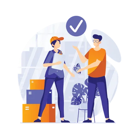Delivery woman delivering package Illustration