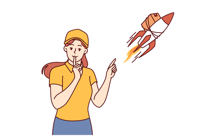 Delivery woman doing express delivery  Illustration