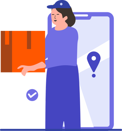 Delivery woman doing home delivery  Illustration