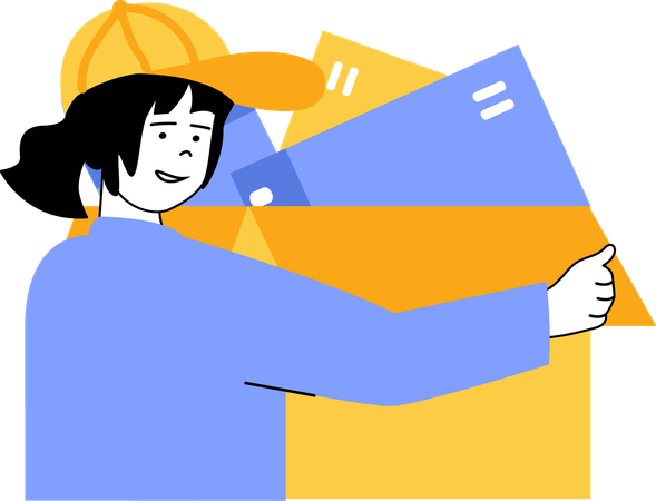 Delivery woman handling inventory stock  Illustration