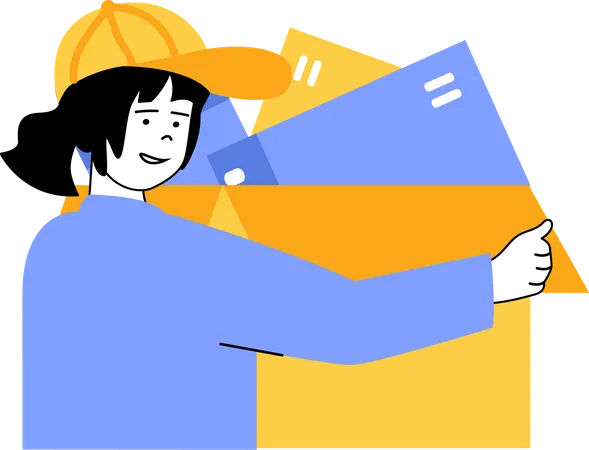 Delivery woman handling inventory stock  Illustration