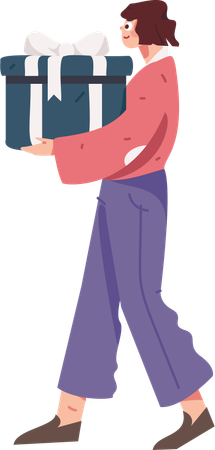 Delivery woman holding delivery box  Illustration