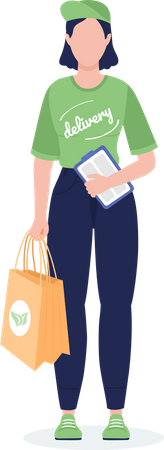 Delivery woman holding eco-friendly bag  Illustration