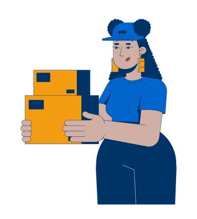 Delivery woman holding packages  Illustration