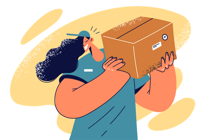 Delivery woman holding parcel  Illustration