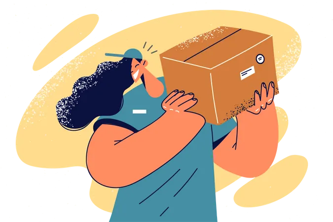 Delivery woman holding parcel  Illustration