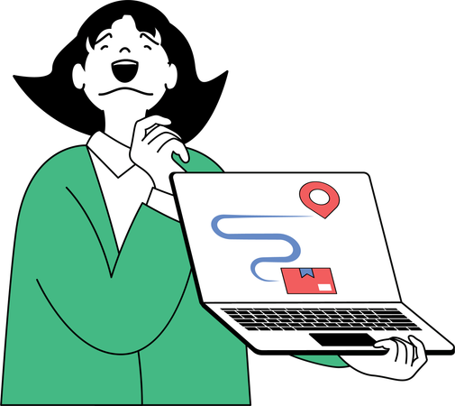 Delivery woman is finding delivery location  Illustration