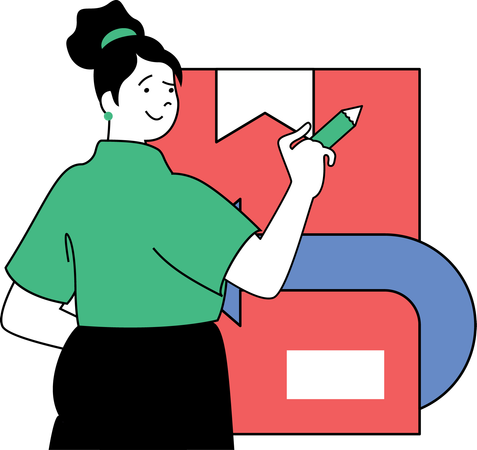 Delivery woman searches for delivery location  Illustration