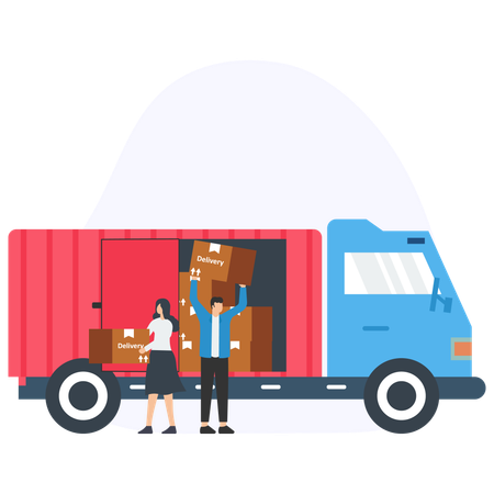 Delivery worker delivered Parcel  Illustration