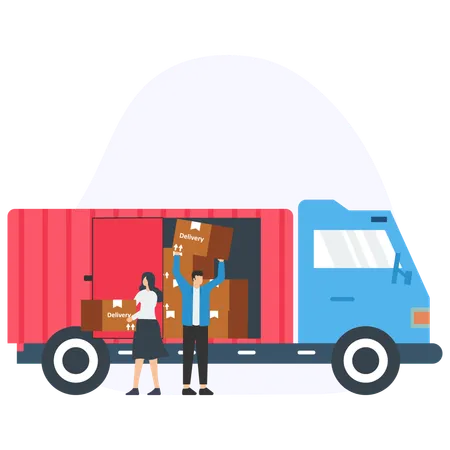 Delivery worker delivered Parcel  Illustration