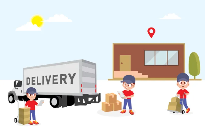 Delivery worker with cargo  Illustration