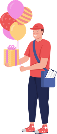 Delivery worker with present Illustration