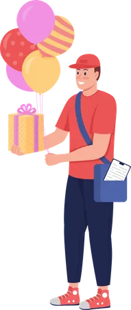 Delivery worker with present Illustration