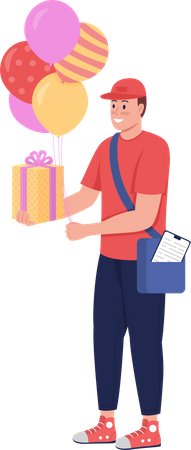 Delivery worker with present  Illustration