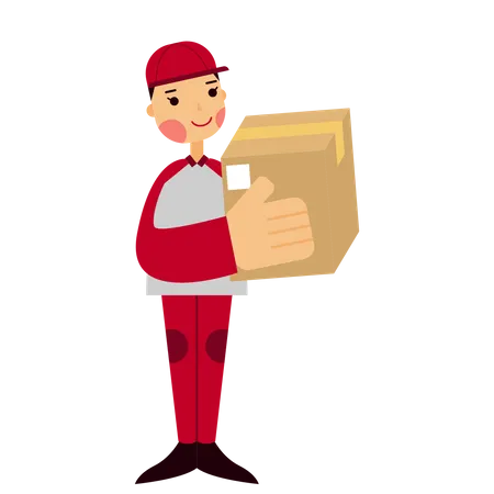 Deliveryman Bring Box  Illustration