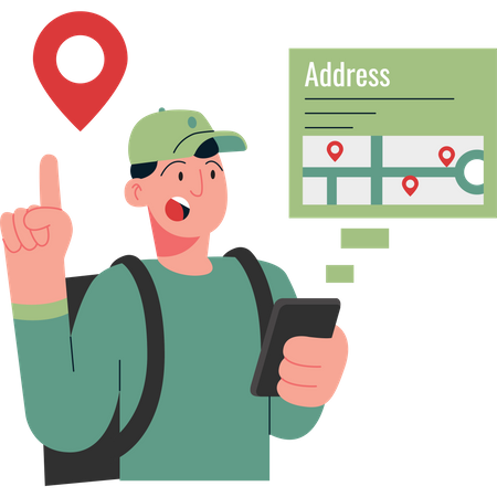 Deliveryman checking address Illustration