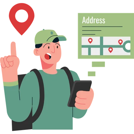 Deliveryman checking address Illustration
