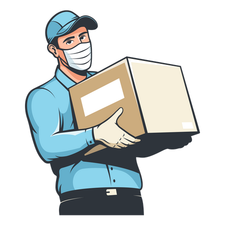 Deliveryman deliver parcel during corona  Illustration