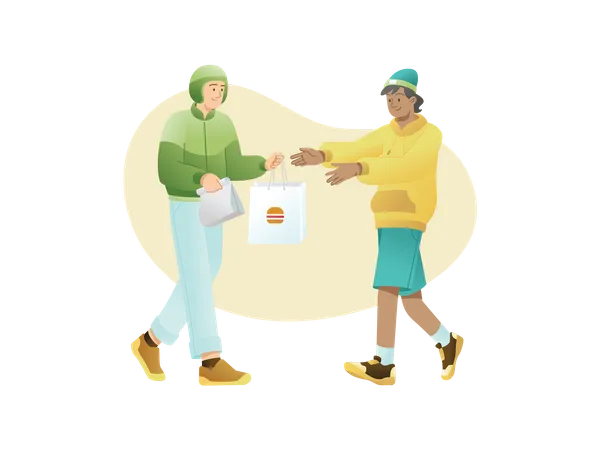 Deliveryman delivering food  Illustration