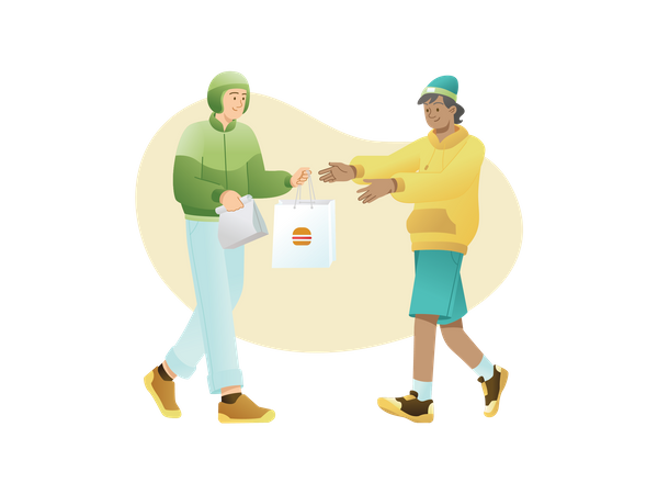 Deliveryman delivering food  Illustration