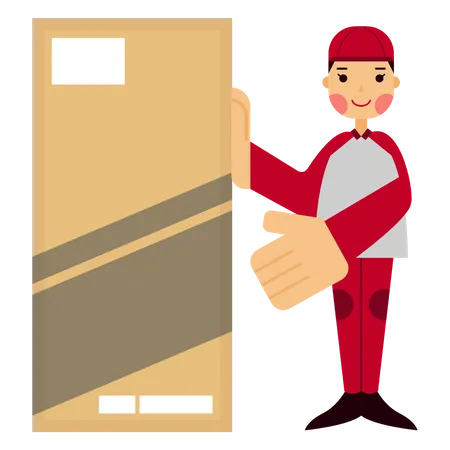 Deliveryman delivering large box  Illustration
