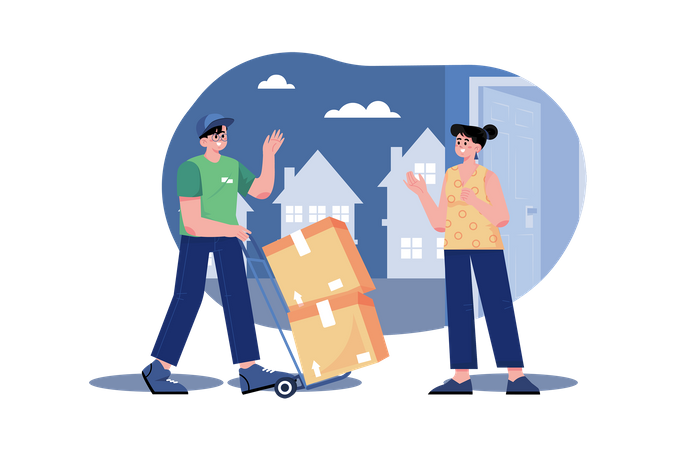 Deliveryman delivering parcel  Illustration