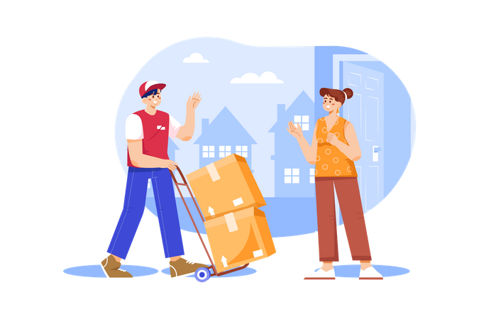 Deliveryman delivering parcel  Illustration