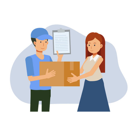 Deliveryman delivering parcel  Illustration