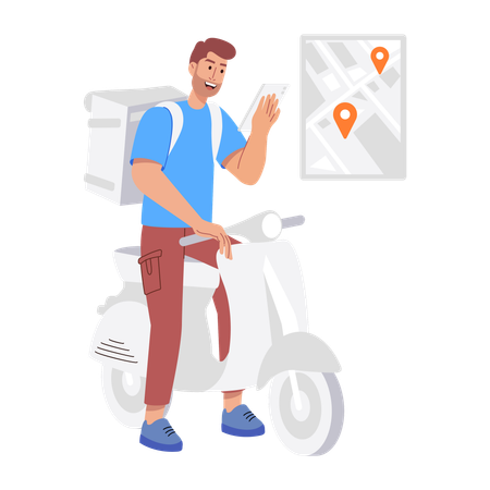 Deliveryman doing Food Delivery  Illustration