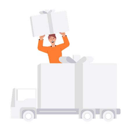 Deliveryman doing Gift Delivery  Illustration