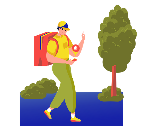 Deliveryman Finding Delivery Location  Illustration