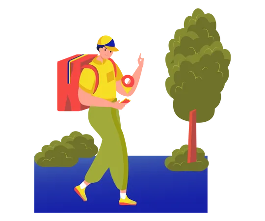 Deliveryman Finding Delivery Location  イラスト