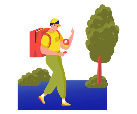 Deliveryman Finding Delivery Location  Illustration