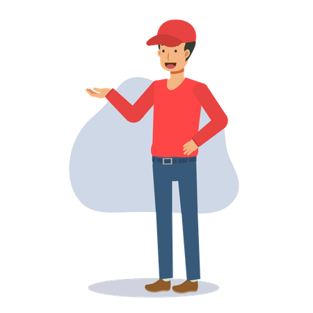 Deliveryman giving introduction  Illustration