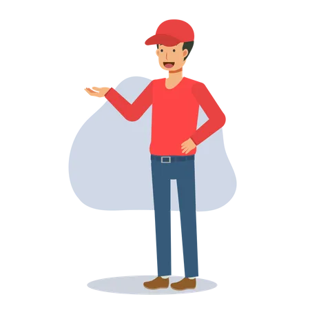 Deliveryman giving introduction  Illustration